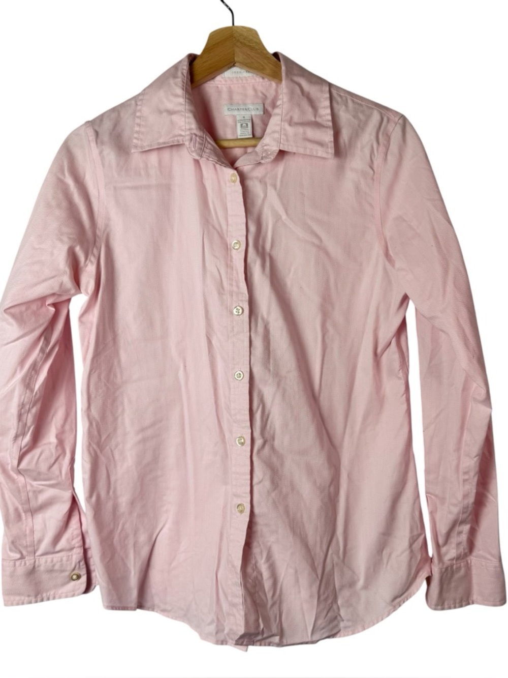 Charter Club Light Pink Iron Free Cotton Long Sleeve Button Down 4